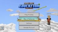 The main menu of the Cloud Update for Minecraft Education Preview (Image via Mojang)